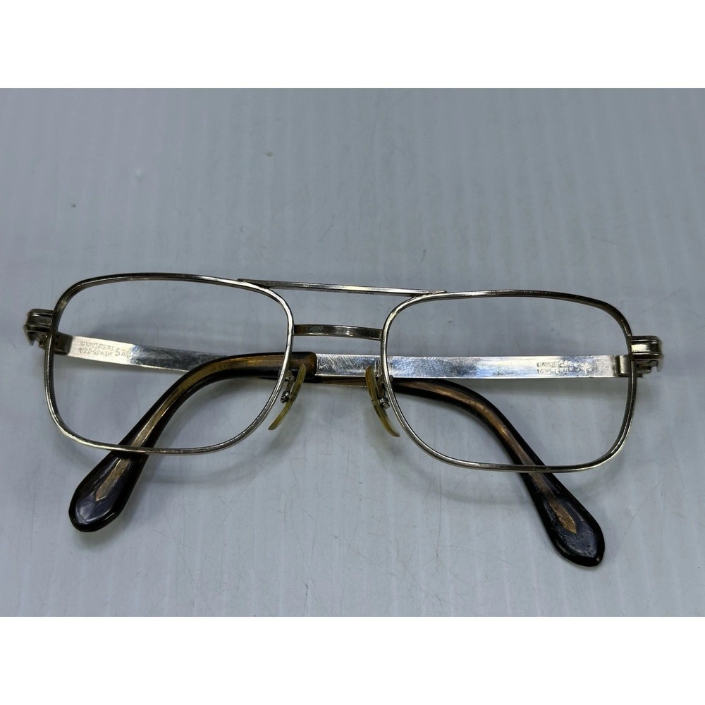 Universal 1/20 12k GF Gold Square Vintage Full Rim Eyeglasses Frame 52-20